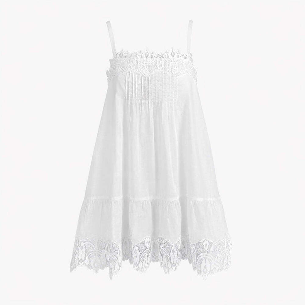 Hill House Home The Bexley Dress - White Voile with Lace Trim Size XLWhite Voile
